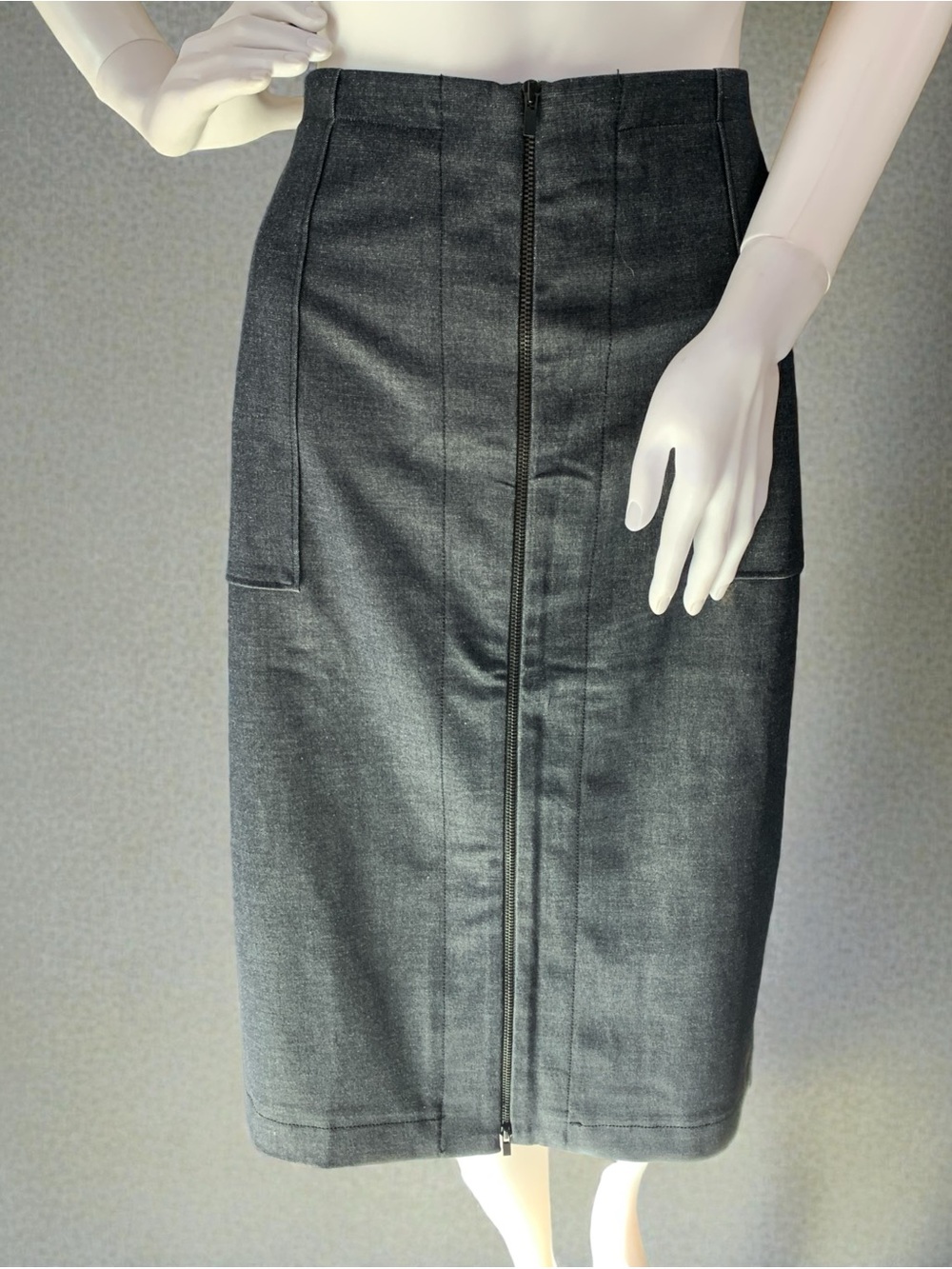 Halogen Blue Gray Front-Zip Pencil Skirt Size 14 - Picture 5 of 10